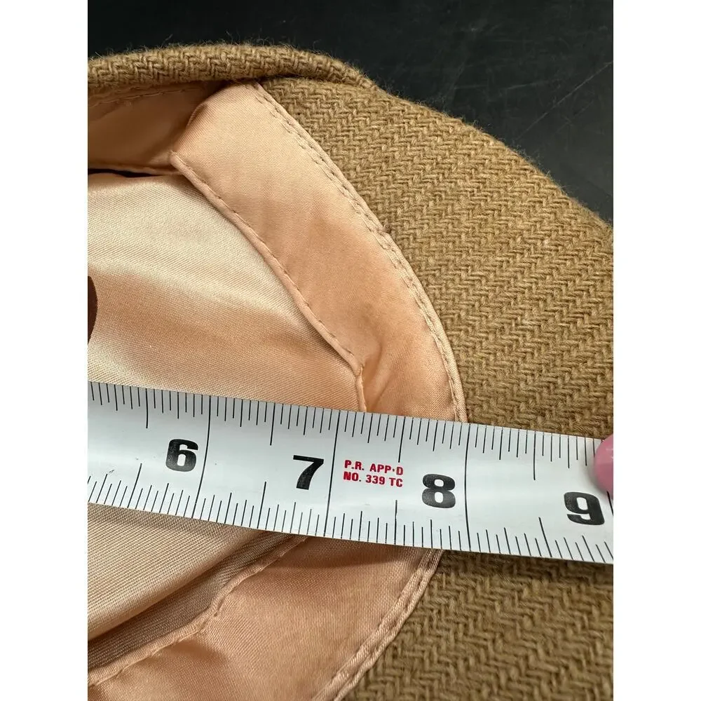 Vintage Wool‎ Newsboy Beret Small Beige Houndstooth Feel EUC